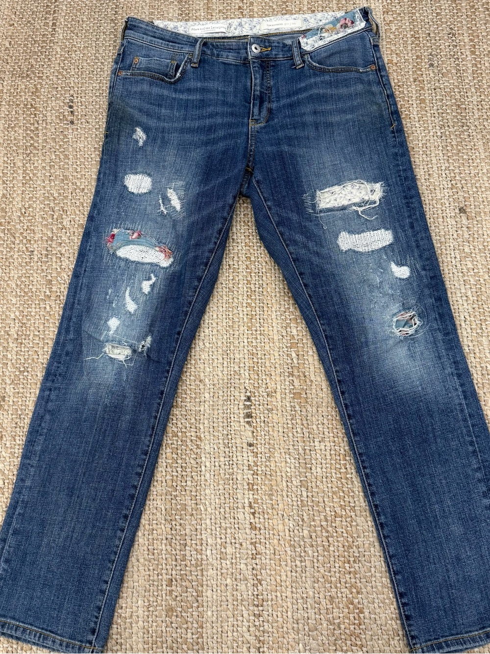 Pilcro & The Letterpress Slim Boyfriend Jeans Distressed Blue Anthropologie 29